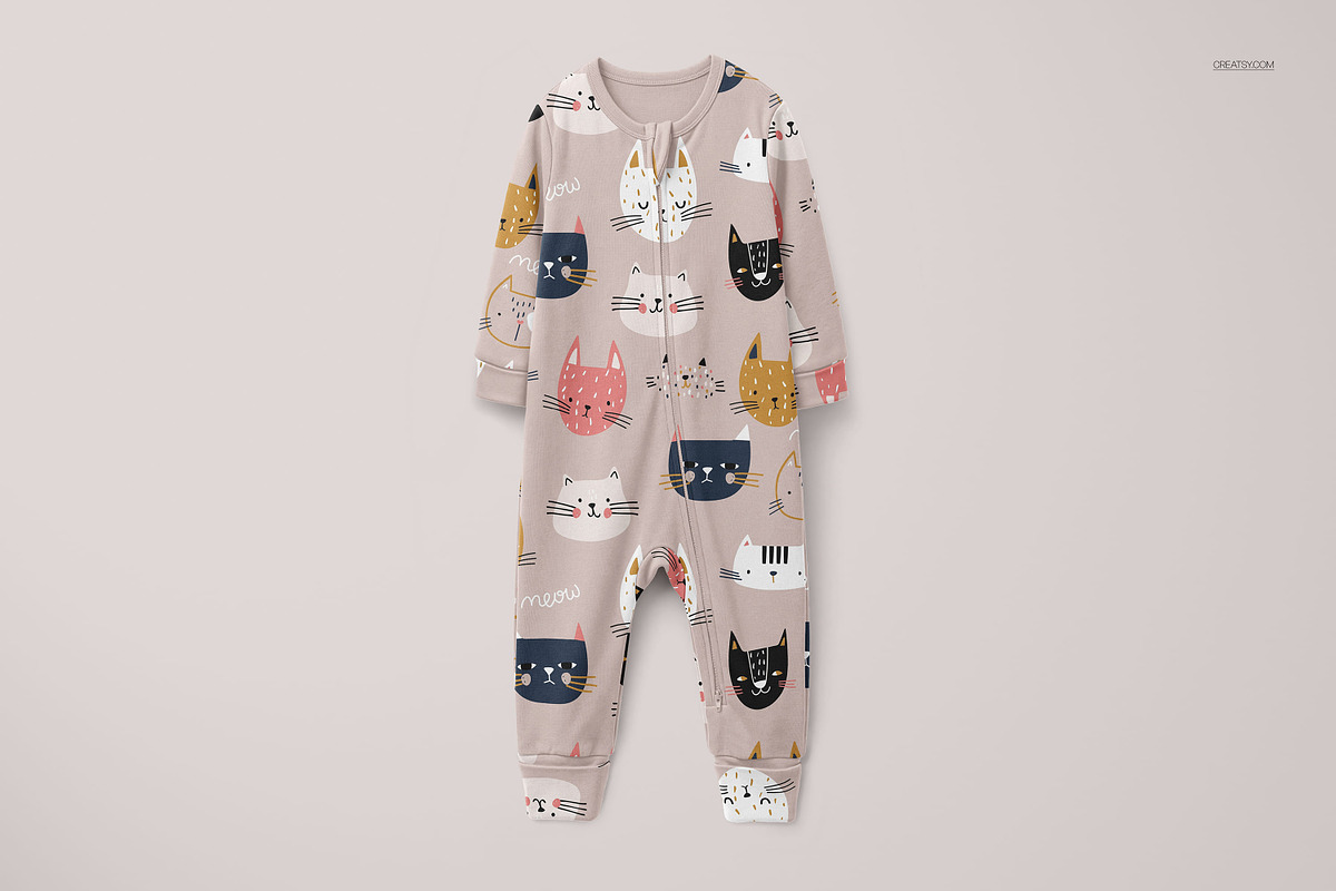 Cuffed Sleepsuit Mockup Set, a Bottom Mockup by creatsy5 (Photo 5 of 9)