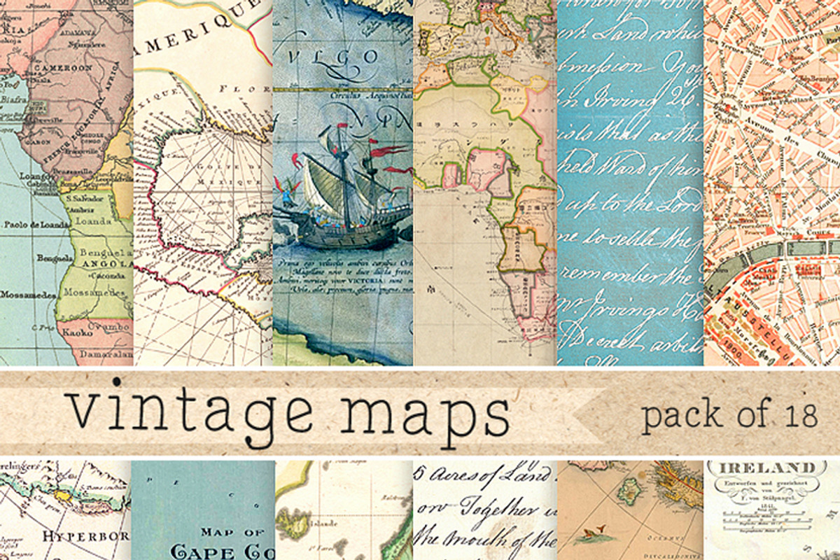 Vintage Maps Paper, a Pattern Graphic by ZephyrDigital