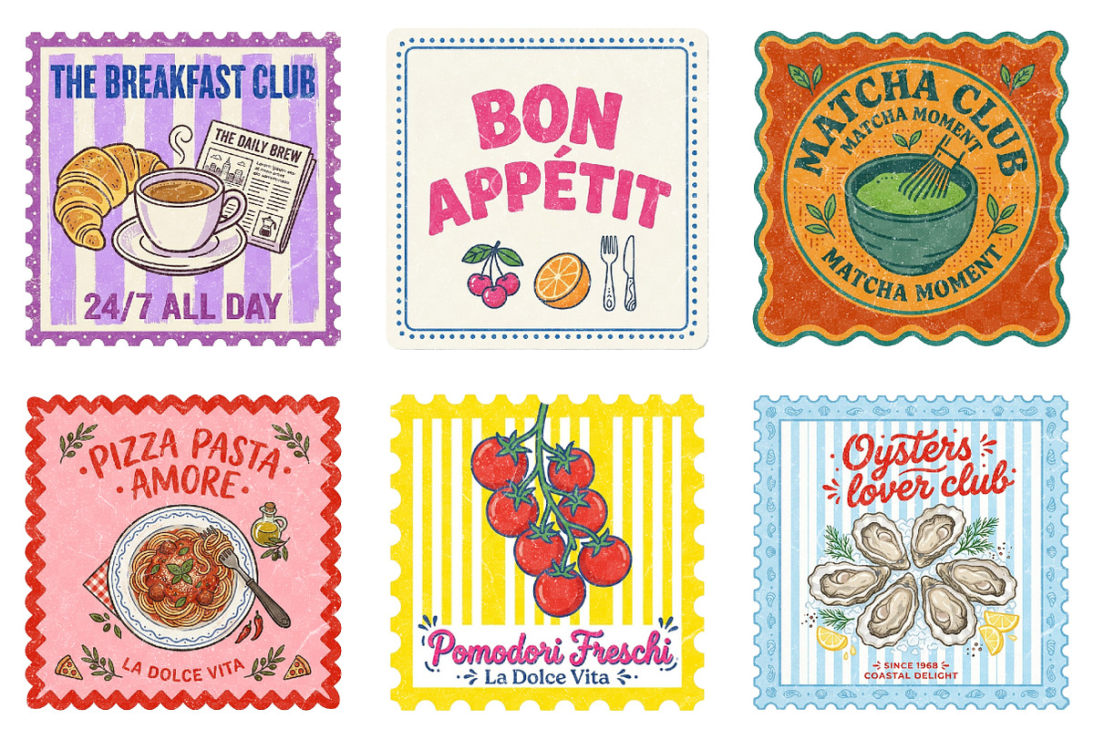 Italian Summer Stamp Clipart Bundle, an Illustration by Dream Creation (Photo 3 of 8)