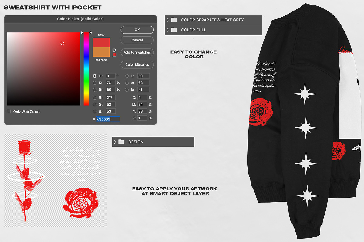 SWEATSHIRT MOCKUP + POCKET, a Merchandise Mockup by DaldSgh (Photo 8 of 10)