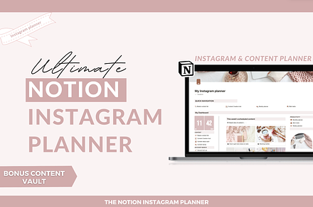 Notion Instagram planner template, a Templates & Theme by Cate Creates