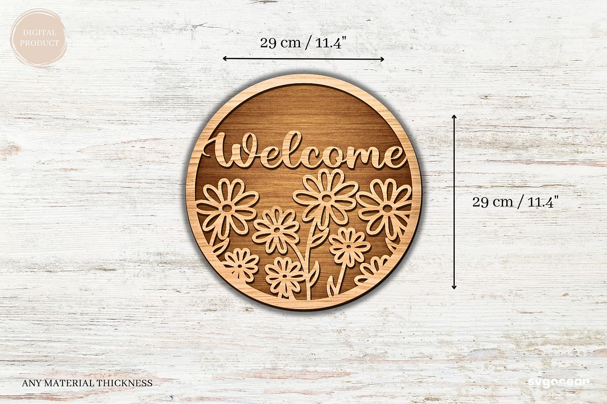 Welcome Floral Door Sign SVG Bundle, a Decorative Illustration by svgocean (Photo 12 of 16)