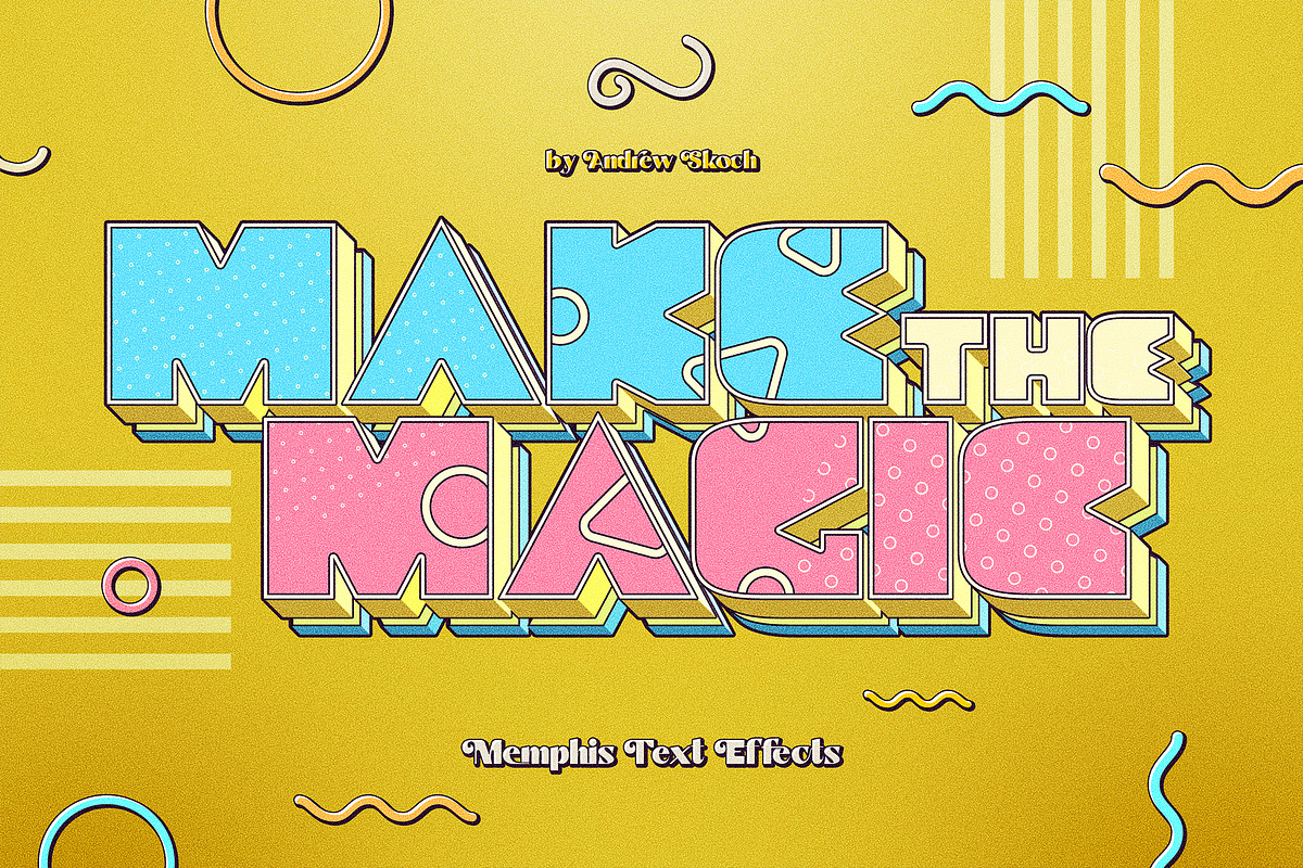 Memphis Text Effects, a Layer Style Add-On by Andrew Skoch Design (Photo 8 of 9)