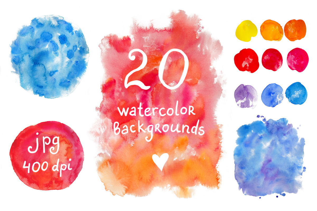 Big set of watercolor backgrounds