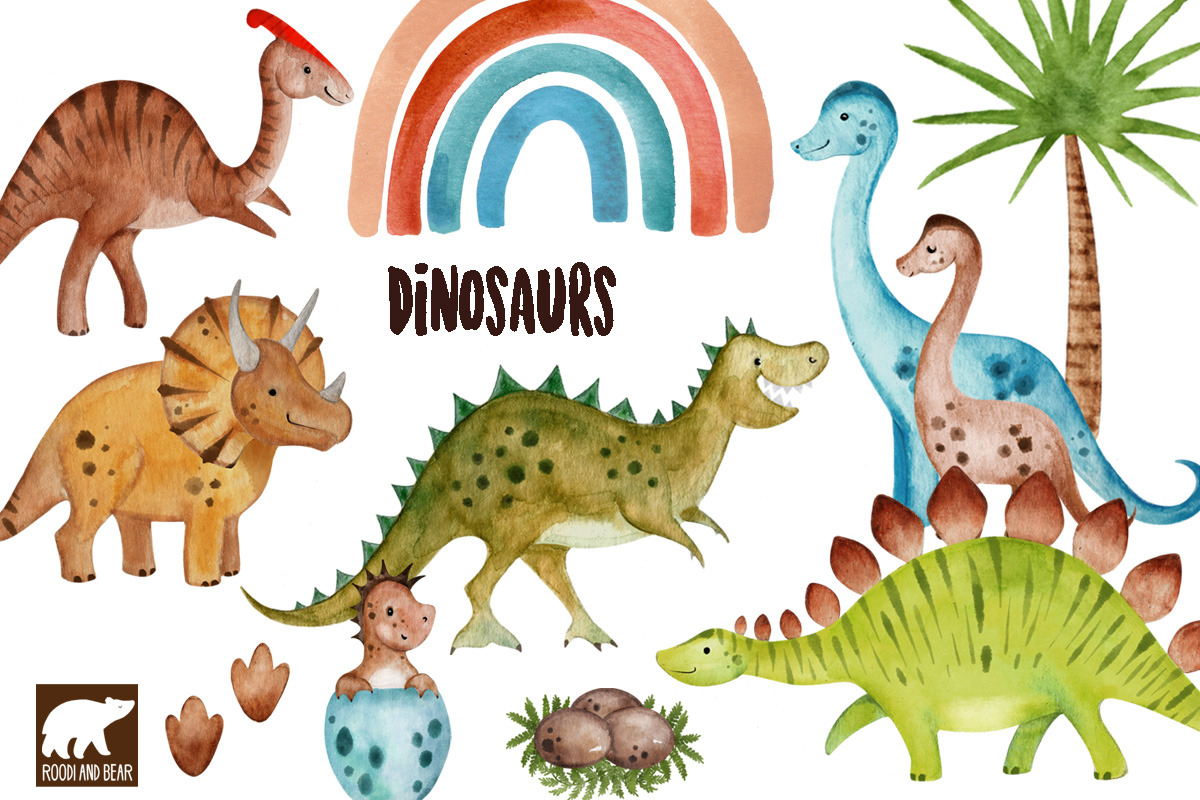 Rainbow Dinosaurs, a Decorative Illustration by Roodi and Bear (Photo 1 of 2)