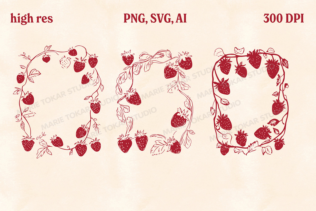 Whimsical Berry Fruit Bundle SVG PNG, a Food Illustration by Marie T (Photo 9 of 36)