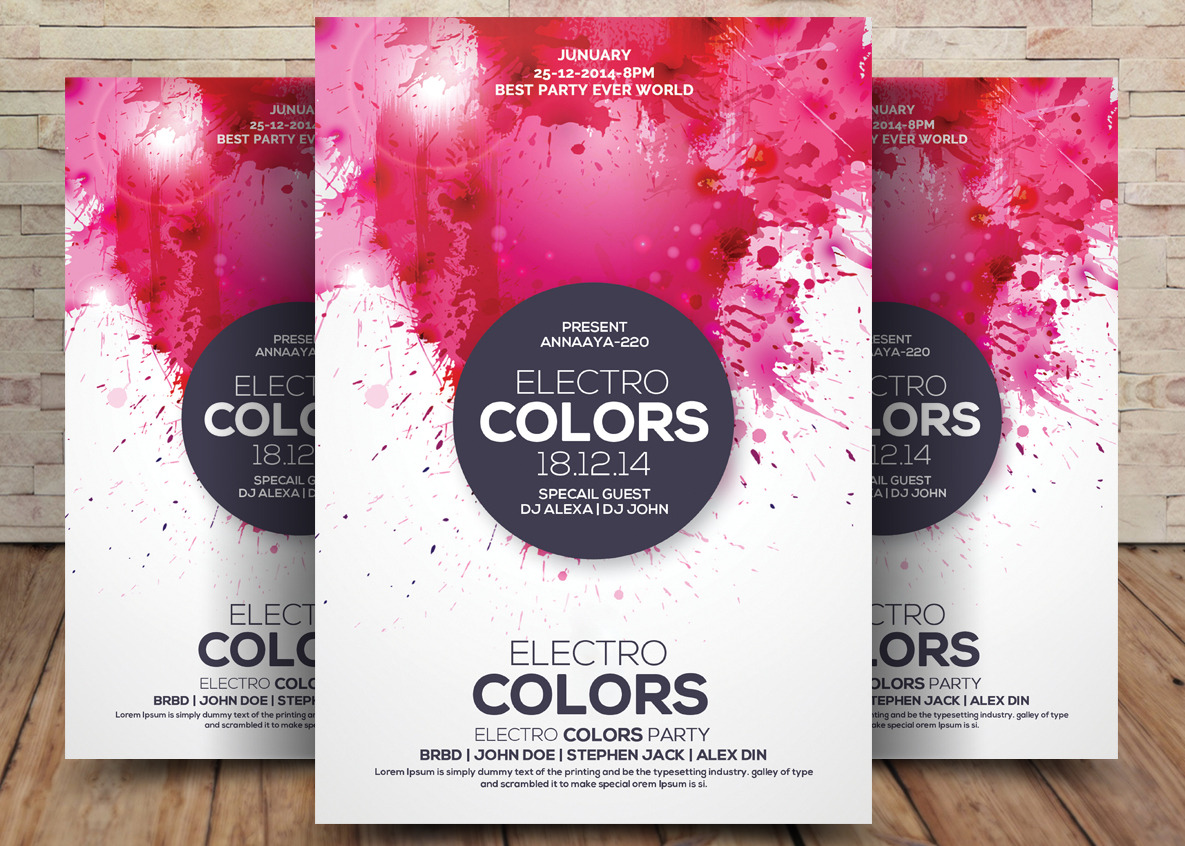 Electro Colors Flyer Template | Flyer Templates ~ Creative Market