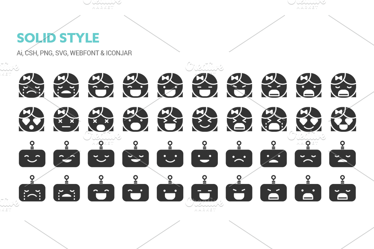 Emoticons Icons, a Solid Icon by Vectopus.com