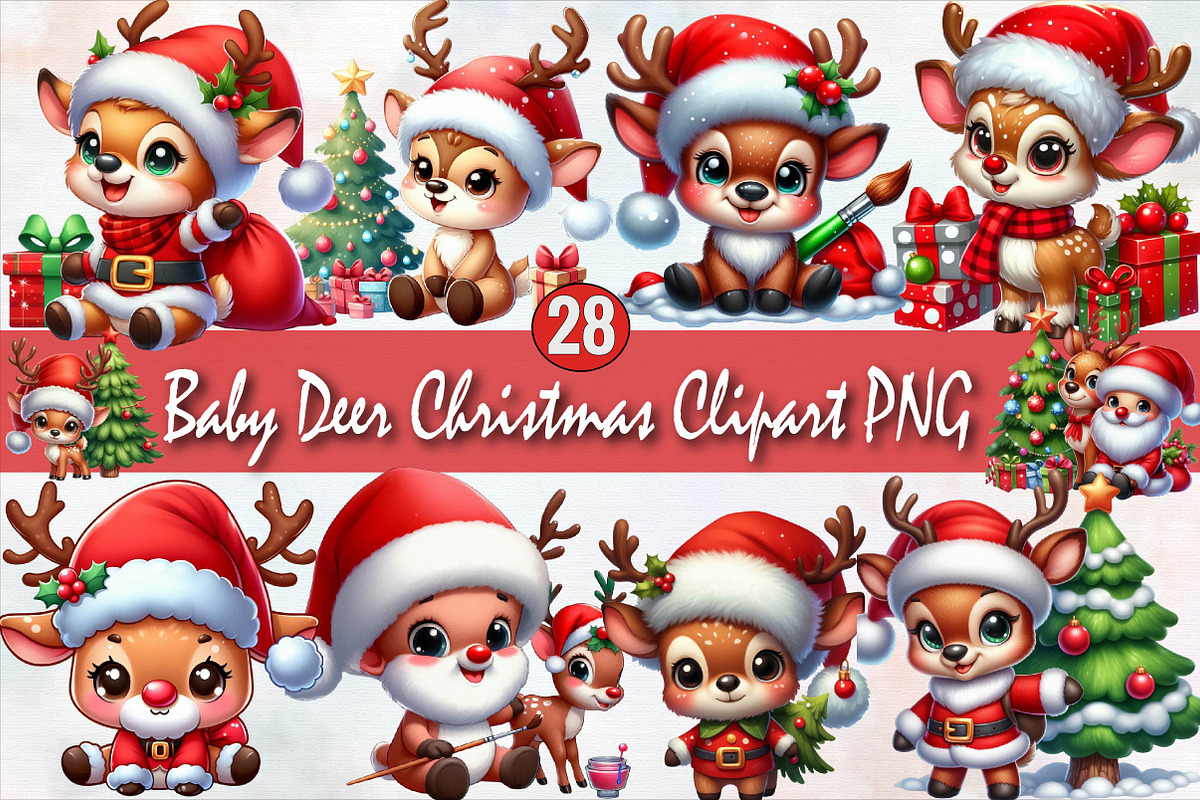 Baby Deer Christmas Sublimation Clip, an Illustration by SVGArt (Photo 1 of 8)