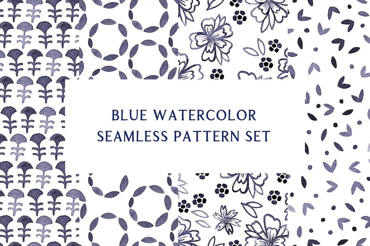 Watercolor Seamless Pattern Set, a Pattern Graphic by Minna May Design (Photo 1 of 5)