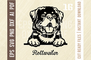 Rottweiler Peeking Dog SVG Stencil