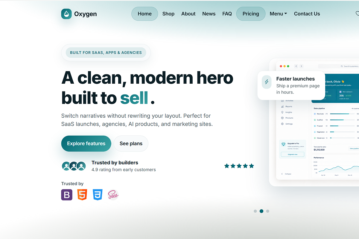 Oxygen Aura Bootstrap 5 Template, a Bootstrap Template by GeorgeMichel (Photo 3 of 11)
