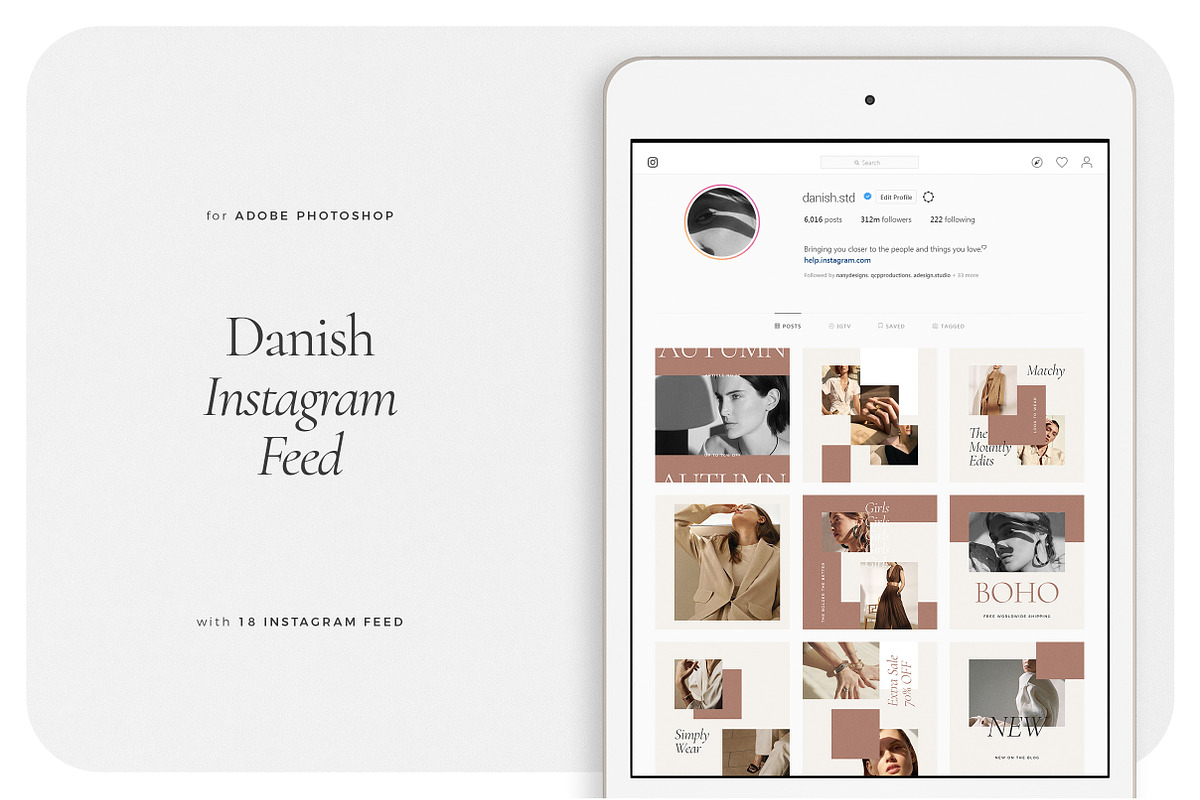 DANISH Instagram Feed, a Social Media Template by Aprilea (Photo 1 of 7)