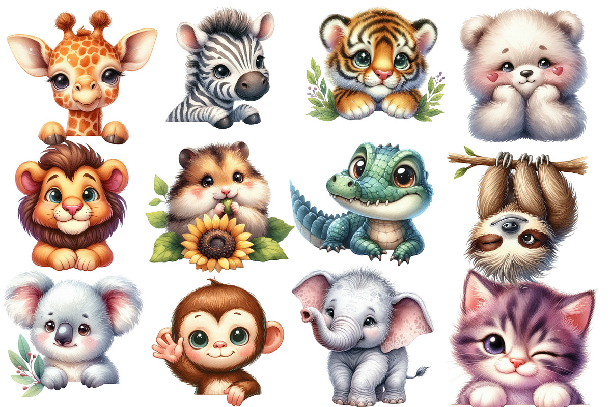 Funny Cute Animal clipart, an Illustration by Designworld (Photo 2 of 5)