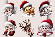 Christmas Peeking Characters Clipart, a Seasonal Illustration by SVGArt (Thumbnail 2 of 5)
