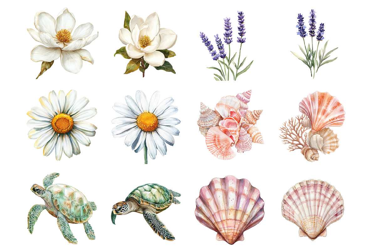 Floral Beach Clipart, an Illustration by Design Market (Photo 3 of 3)