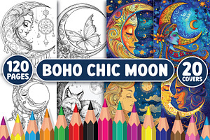 120 Boho Chic Moon Coloring Pages