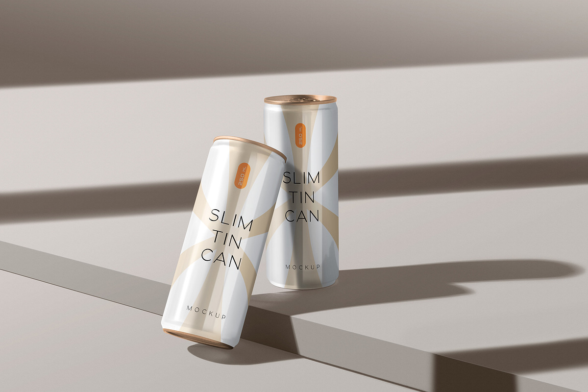 250ml Slim Tin Can Mockups, a Packaging Mockup by DesignNeutrons (Photo 7 of 7)