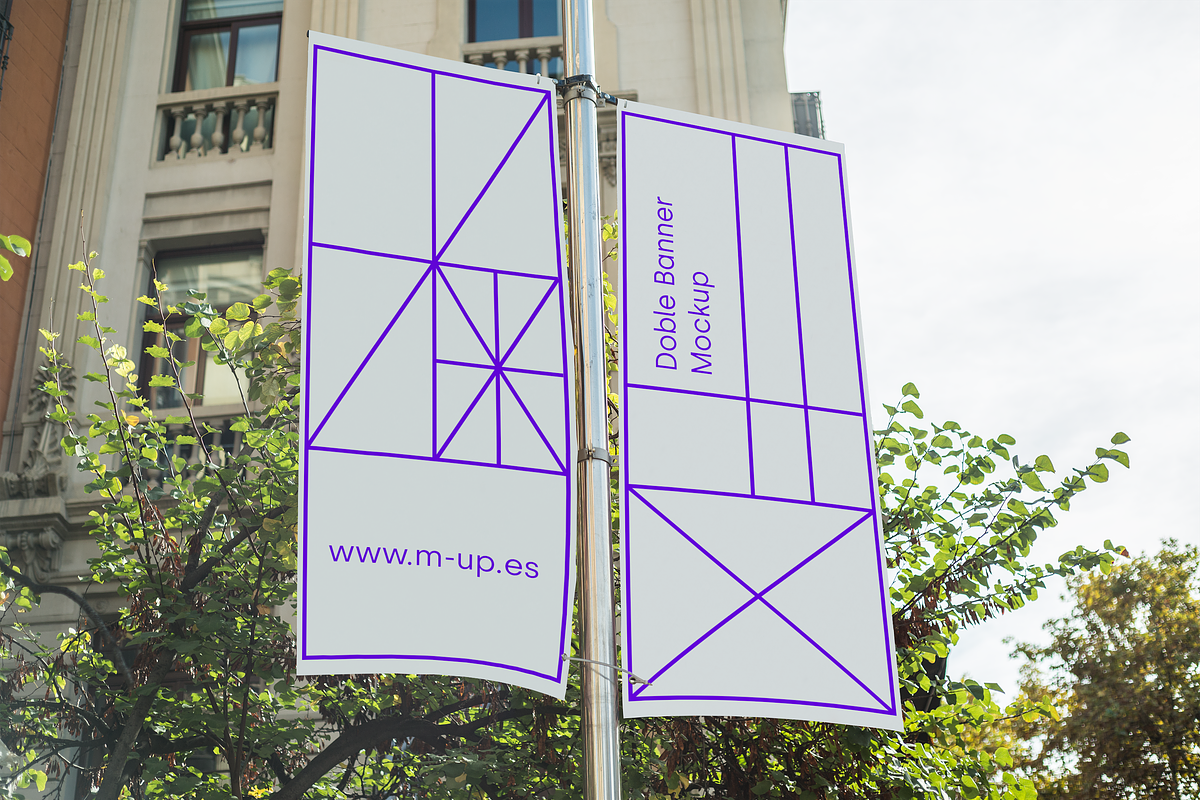 Double Vertical Banner Mockup, an Advertising Mockup by M-up (Photo 3 of 3)