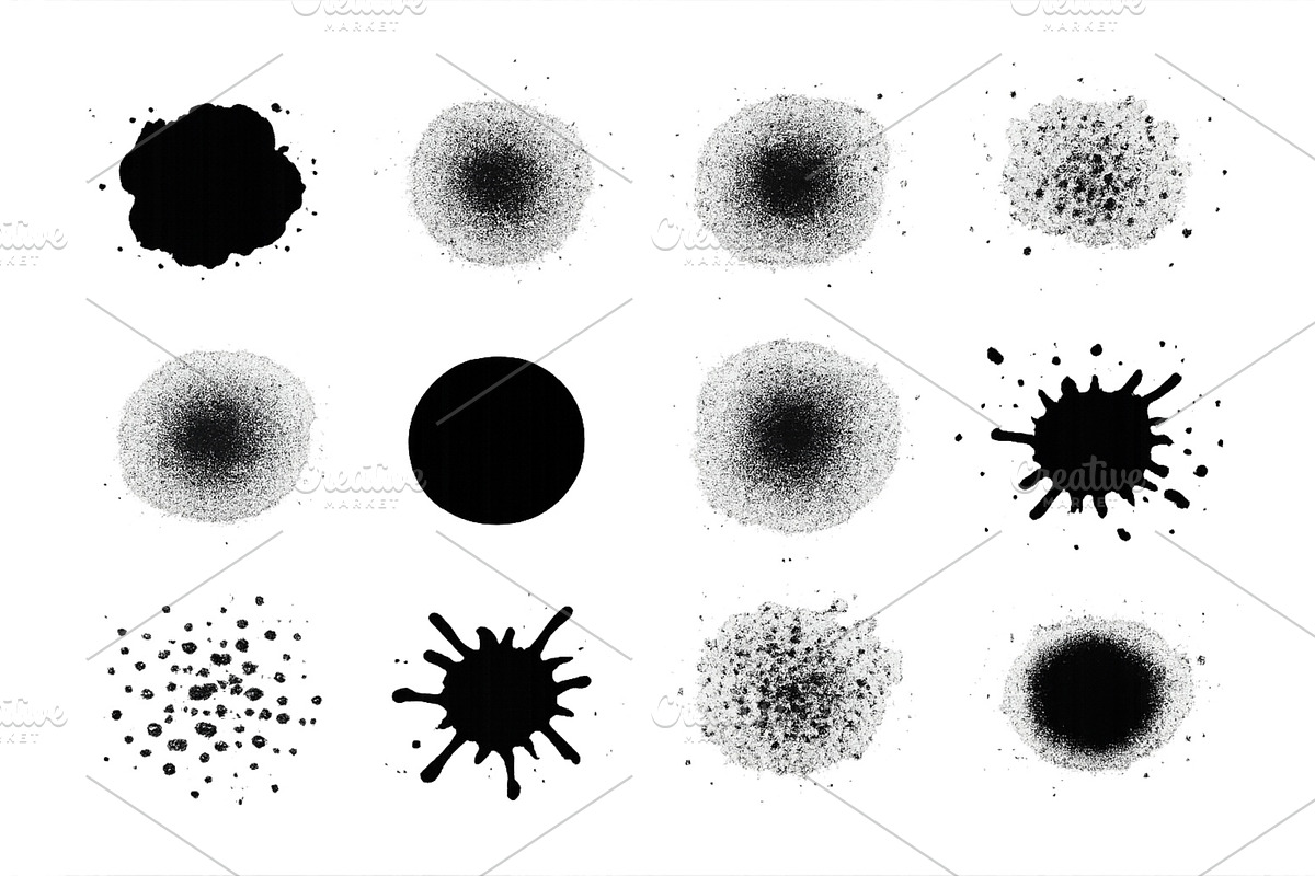 Ink splatters and dots in various, an Illustration by ZinetroN