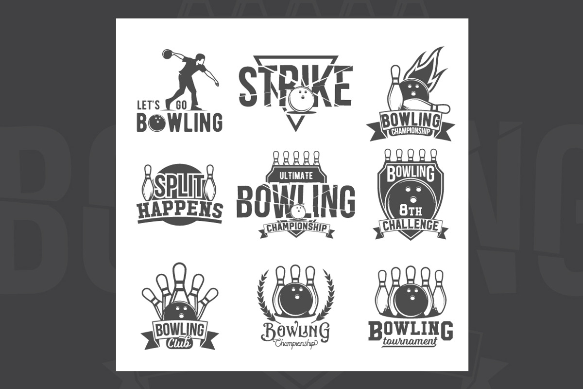 Set of bowling emblems and labels, a Branding & Logo Template by Alex_Ivanov