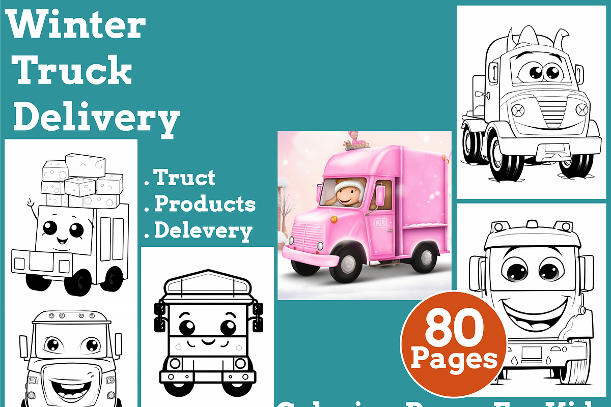 Winter Truck Delivery Coloring Pages, an Animal Illustration by martinblan (Photo 1 of 4)