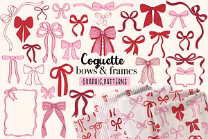 Coquette pink bows Vector collection