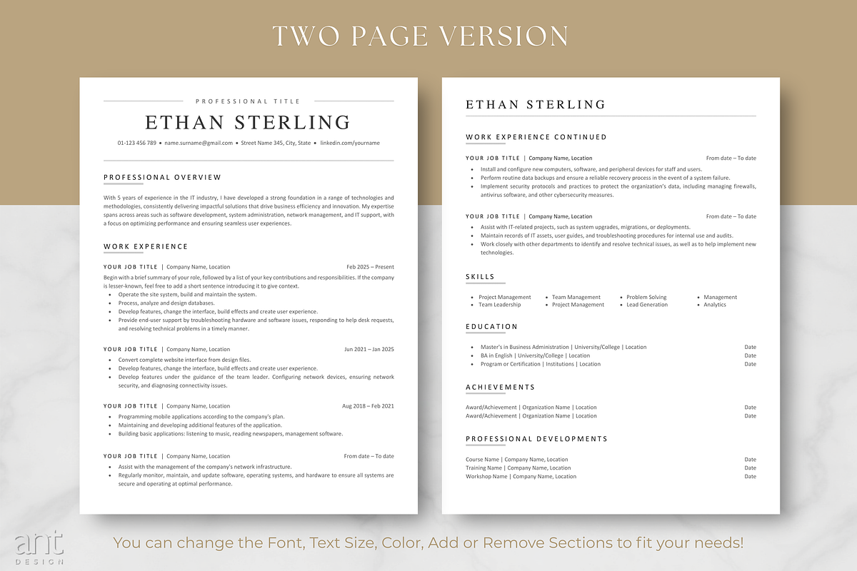 ATS Resume Template - Ethan, a Resume Template by AntDesignStudio (Photo 3 of 9)