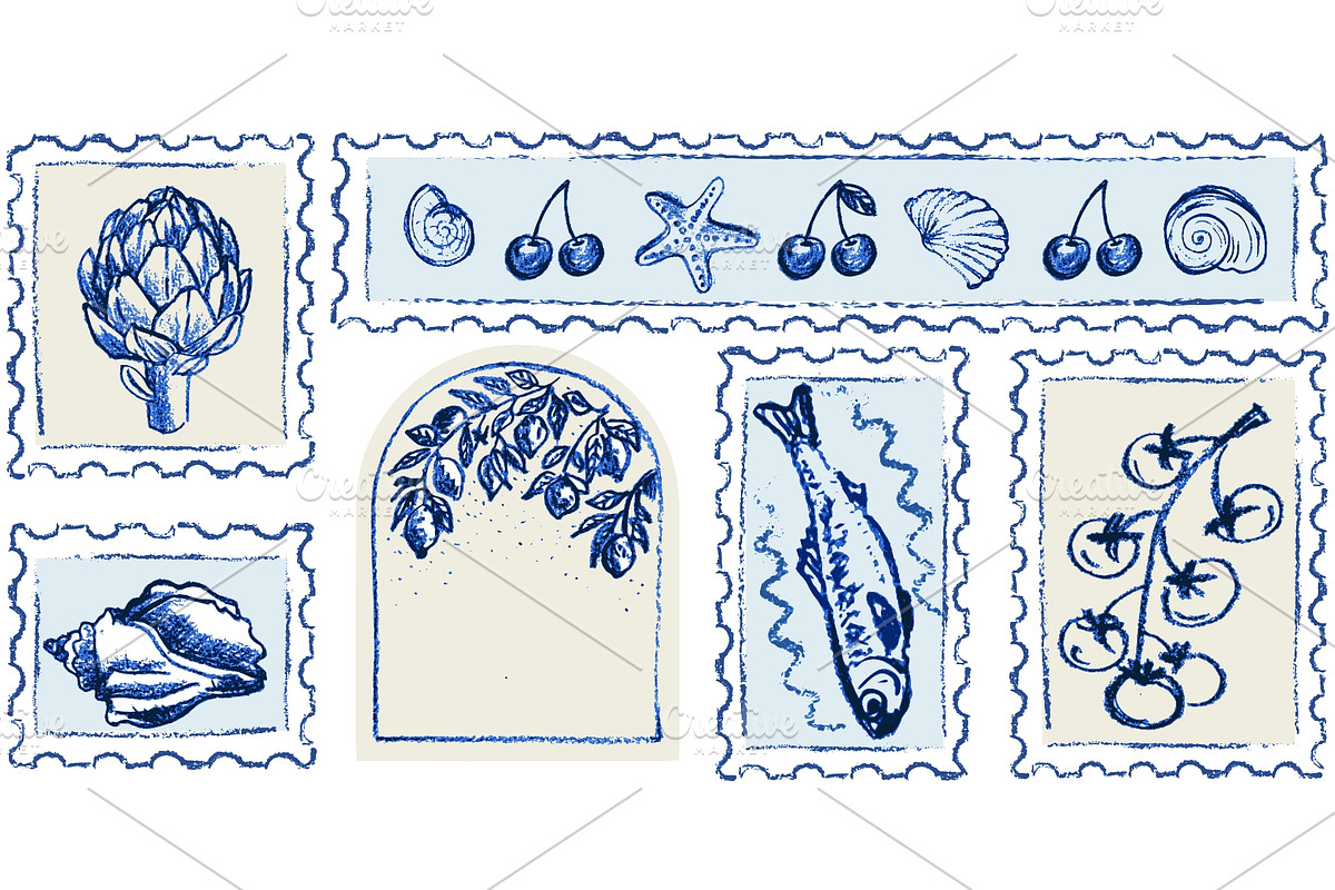 Hand drawn Amalfi coast postage, a Food Illustration by Zimages (Photo 1 of 3)