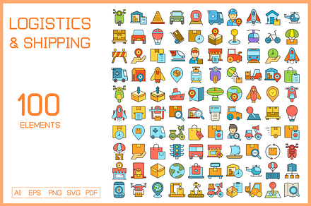 Logistics and Shipping Icons Set