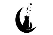 50 Cat Moon Silhouette Vector Bundle, an Illustration by jahid234 (Thumbnail 50 of 51)