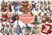 Christmas Chinoiserie Clipart Bundle, an Illustration by SVGArt (Thumbnail 1 of 8)