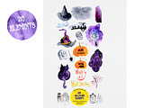 Halloween Watercolor Clipart Set, an Illustration by Negin Mf Designs (Thumbnail 2 of 2)