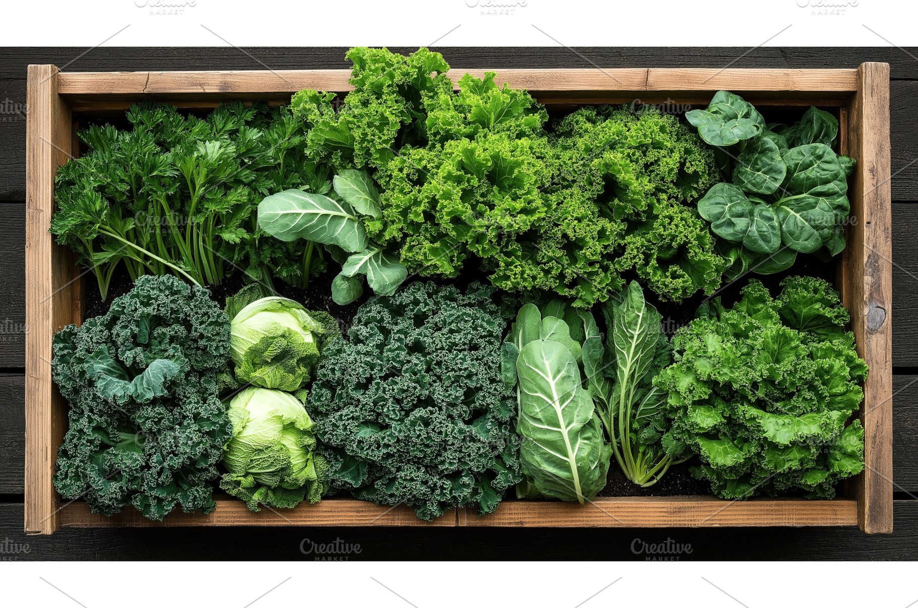 Fresh assortment of leafy green, a Nature Photo by Sergey Kotenev