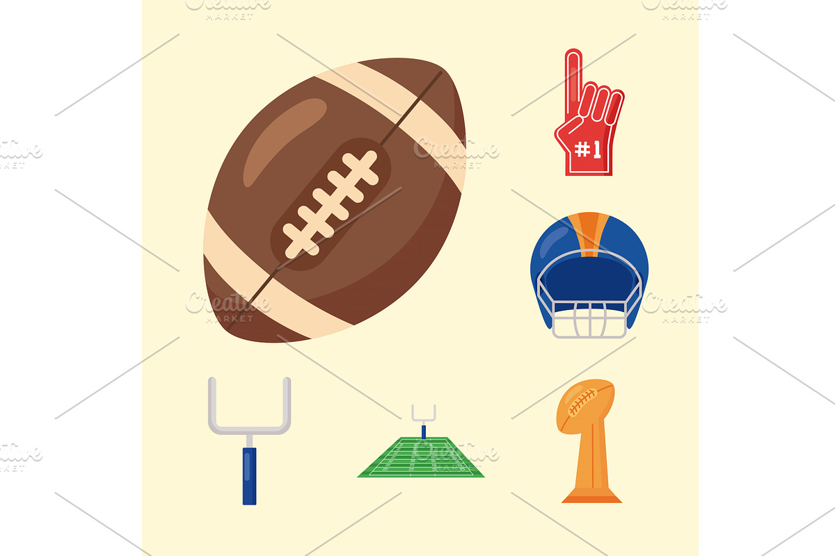 six american football icons, a Sport Illustration by studiogstock