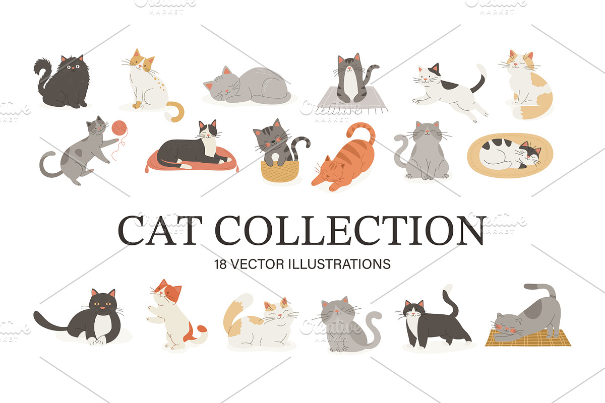 Cat Vector Collection, an Object Graphic by Gomolach