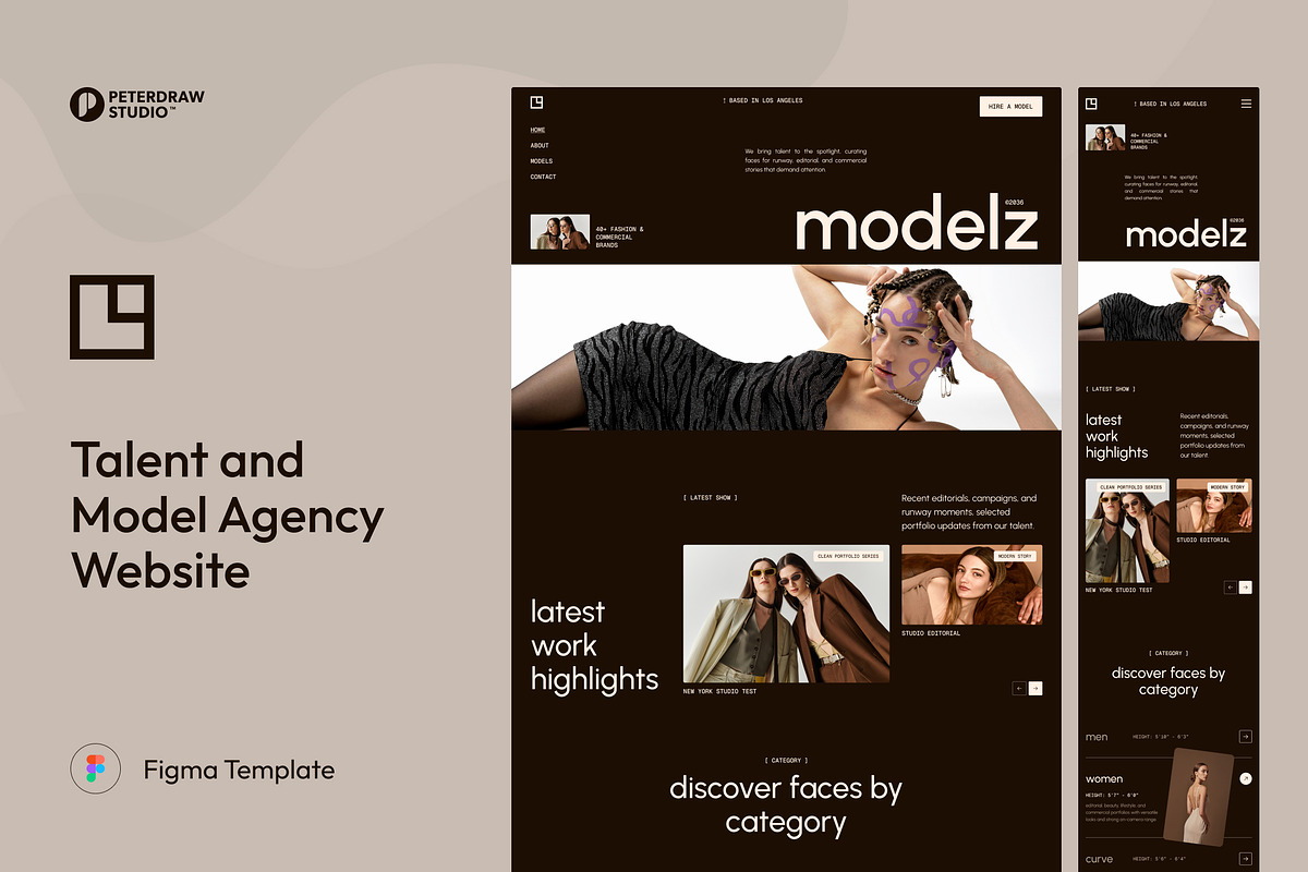 Talent & Model Agency Website UI, an UI Kit Template by peterdraw (Photo 1 of 7)
