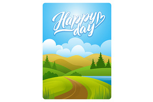 Happy days. vector sunrise in nature, an Illustration by Onyx