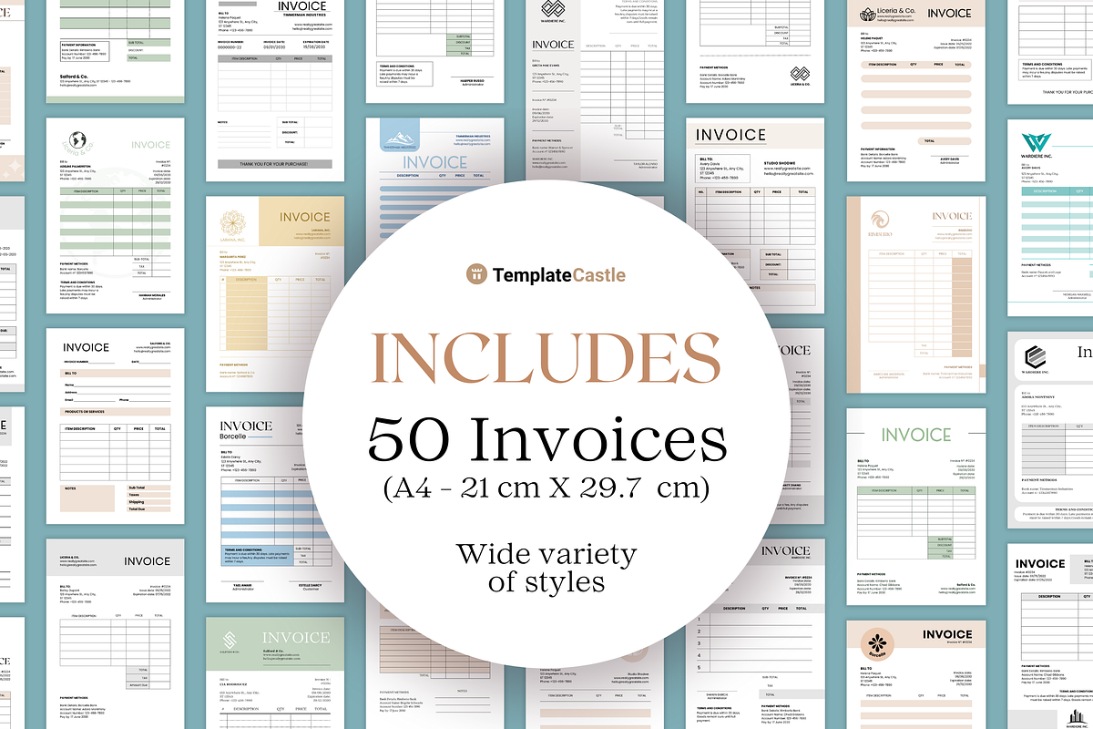 50 Invoice Templates Canva Editable, a Templates & Theme by TemplateCastleStore (Photo 4 of 10)
