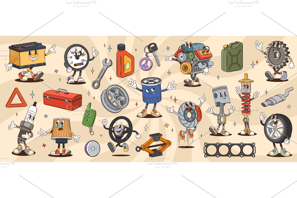 Groovy car spare part repair tool, an Object Illustration by Buch&Bee