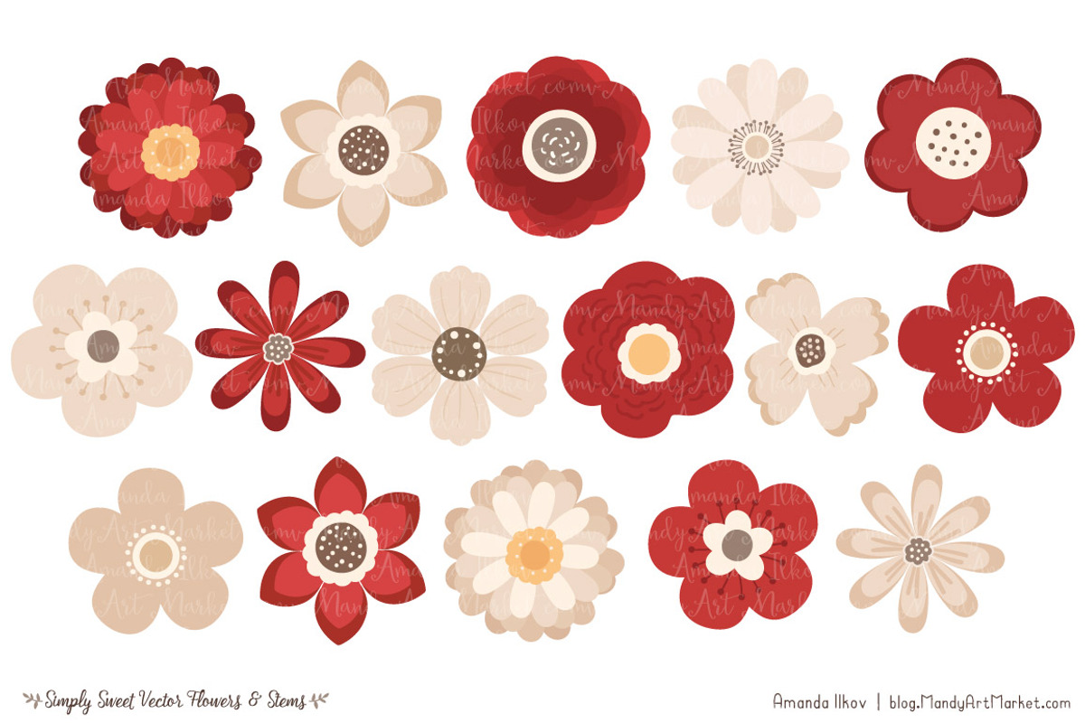 Christmas Flowers Clipart, an Illustration by Amanda Ilkov (Photo 3 of 4)