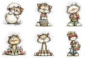 Whimsical easter cats clipart, an Illustration by CreationArt (Thumbnail 5 of 7)