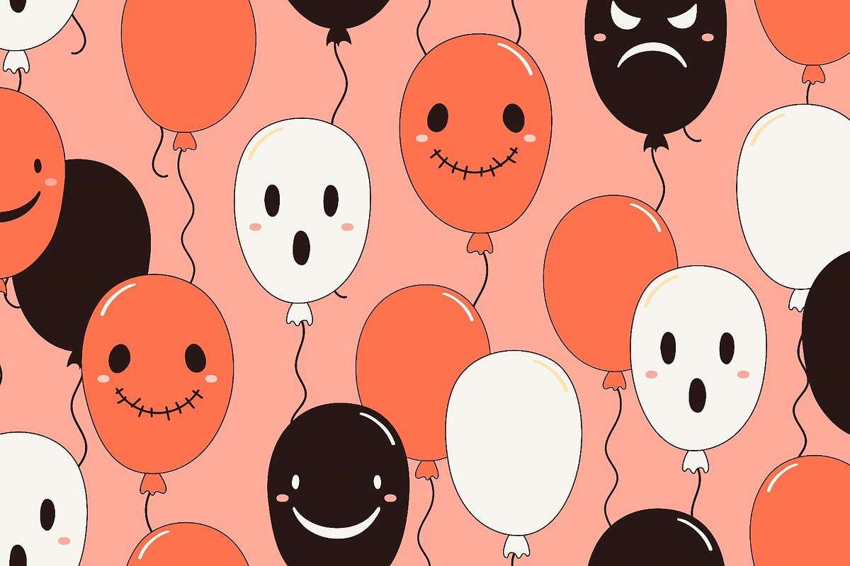 Cute flying balloons with spooky, a Seasonal Illustration by sceptical cactus (Photo 3 of 3)