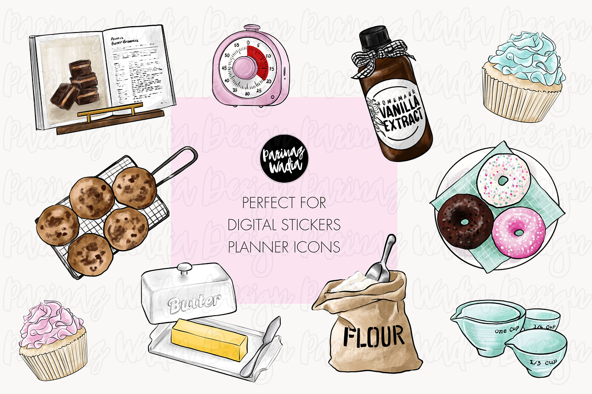 Home baker clipart bundle, a Food Illustration by Parinaz Wadia Design (Photo 7 of 9)