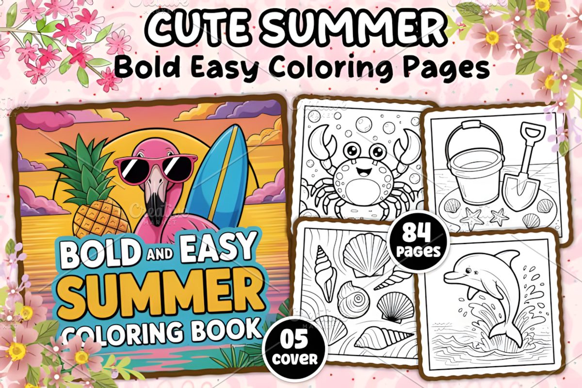 Bold and Easy Summer Coloring Book, a Seasonal Illustration by Ink Gallery (Photo 1 of 4)