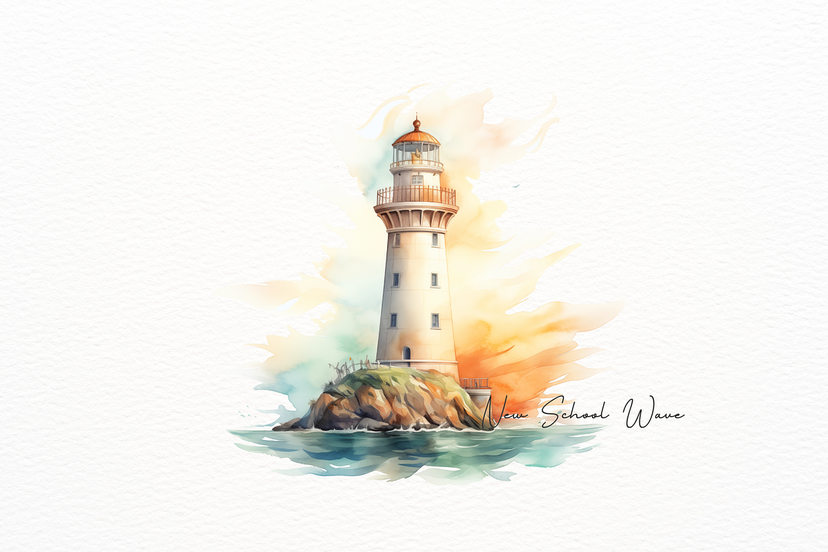 Watercolor Lighthouse and Seagulls, an Object Illustration by New-School-Wave (Photo 3 of 5)