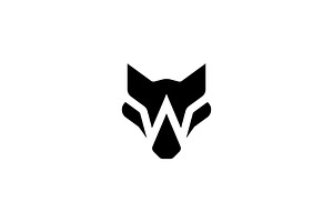 Modern W Wolf Head Logo Template