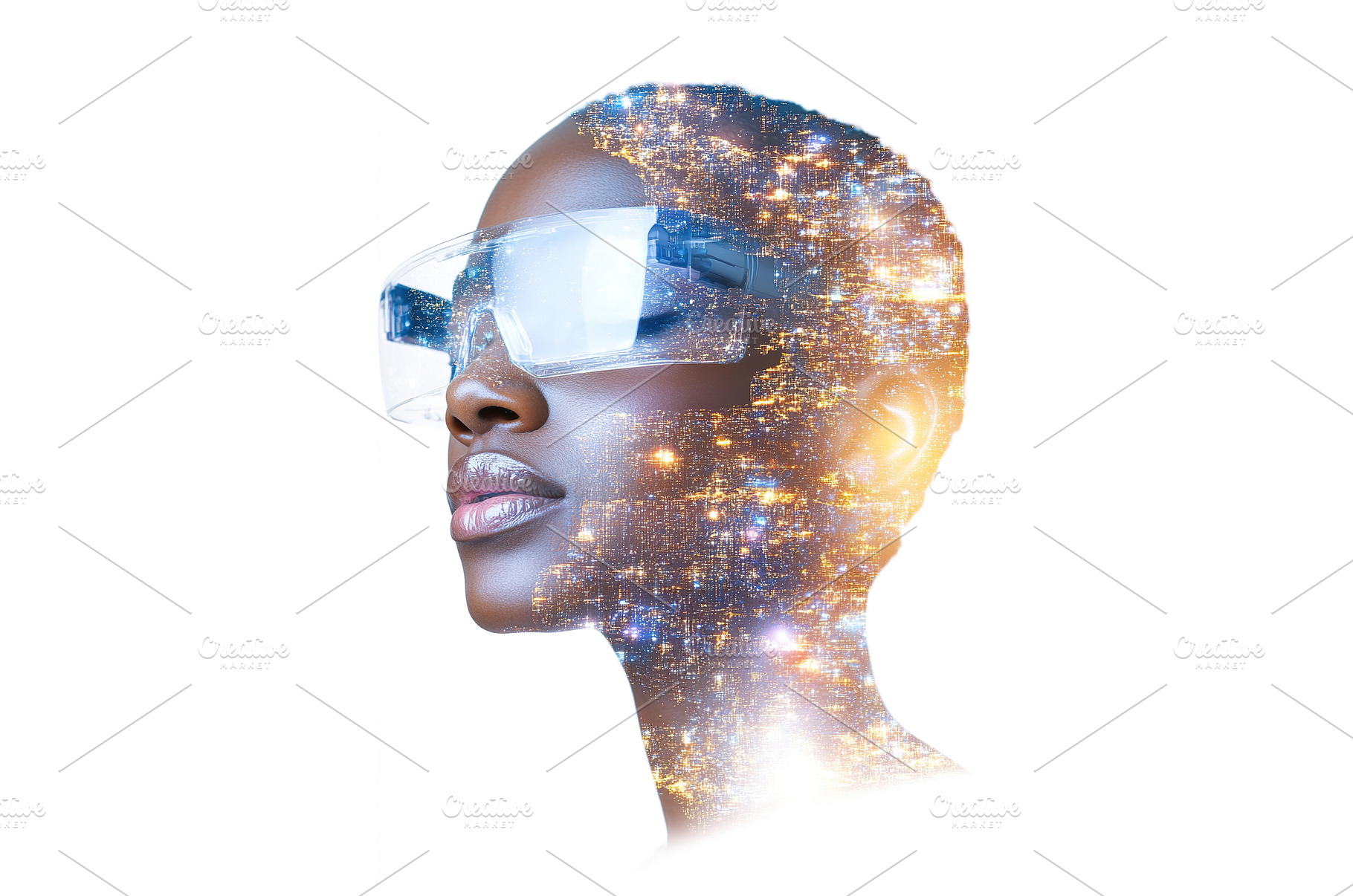 African Woman Profile Wearing, a Technology Photo by Lermont51