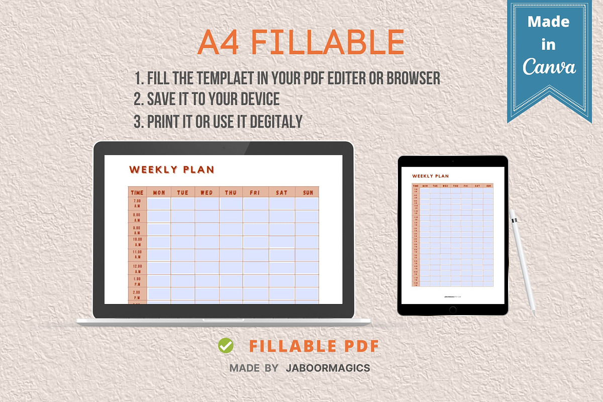 Weekly Planner Template, Canva, a Templates & Theme by Jaboor Magics (Photo 2 of 4)