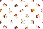 Cute funny hedgehogs set + patterns, an Animal Illustration by PaperTrident (Thumbnail 2 of 3)
